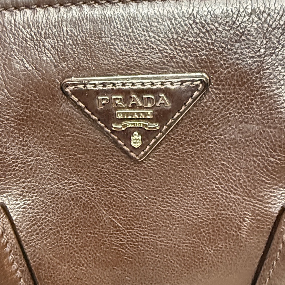 Prada Women's Dark Brown Leather Tote - Picture 2 of 14